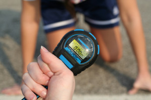 Measuring a runner with a stopwatch