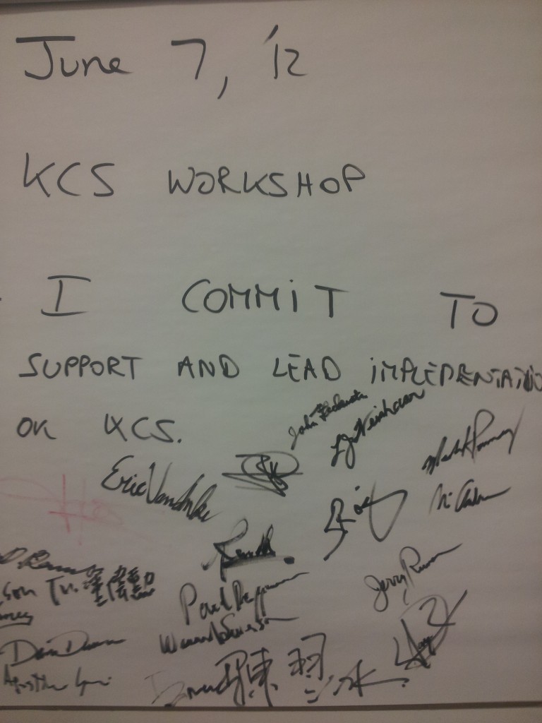 Flipchart with the signed KCS Commitment